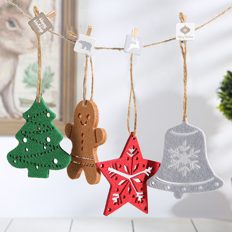 新しいクリスマス姜パイ人フェルトペンダントアイデアDIYクリスマスツリー雪花クリスマス装飾不織布ペンダント|undefined