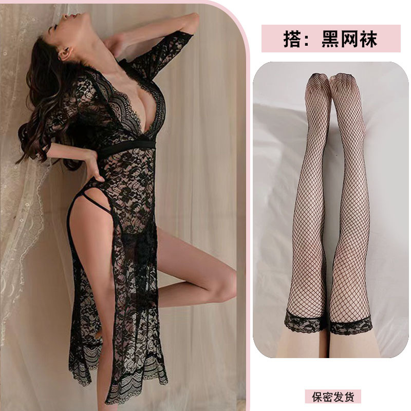 블랙 + 블랙 망사 스타킹