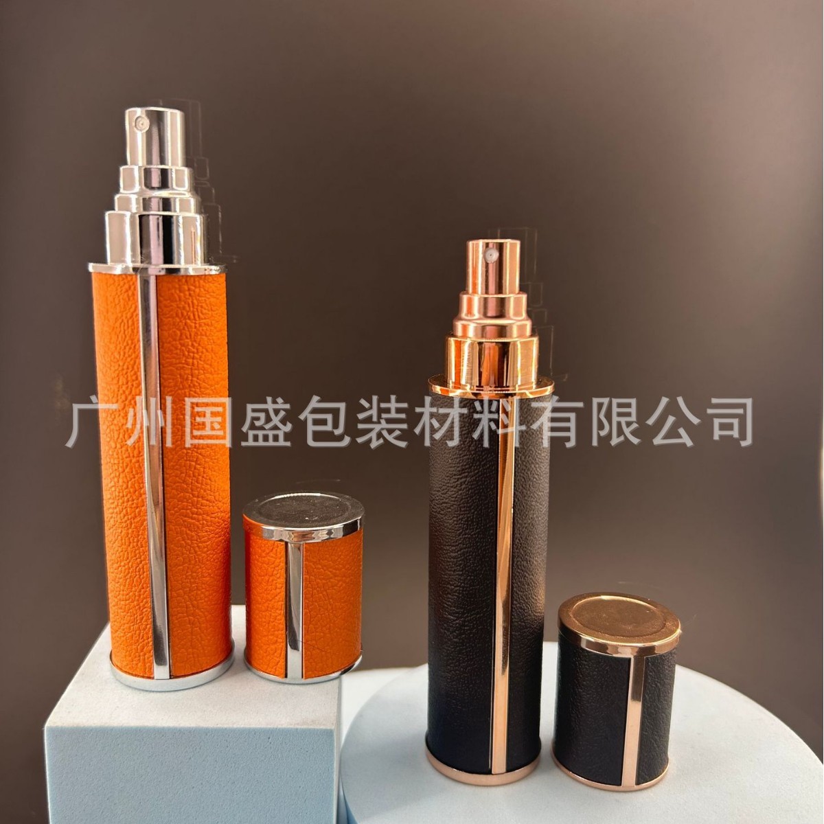 现货香水分装瓶高端便携式精致皮革旅行小样10ml旋转按压式分装瓶