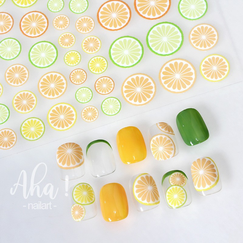 Nail Art Adhesive Sticker New Popular Same Style Green Lemon Orange Grapefruit Cherry Fruit Nail Decoration Decal