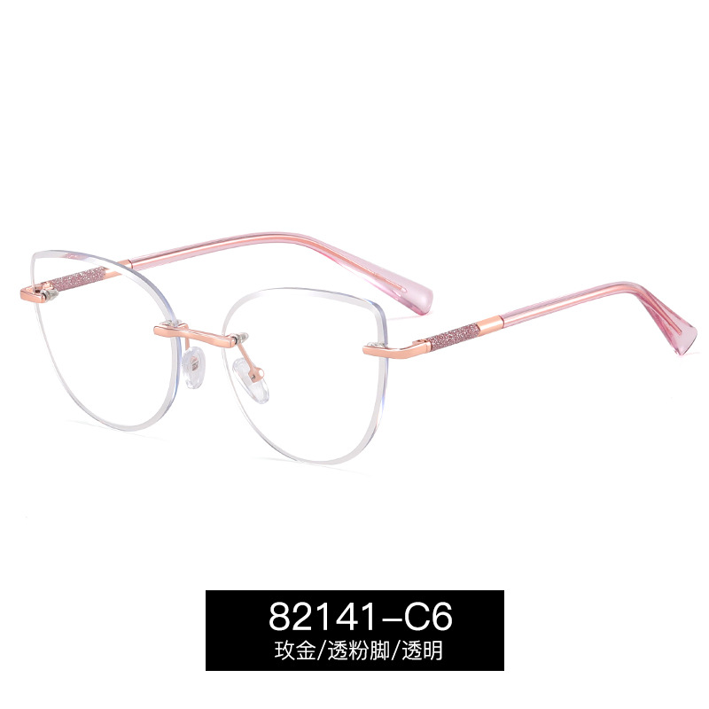 82141 nuevas gafas de moda sin marco de gafas de alta definición, fábrica de gafas de miopía al por mayor en stock image 10