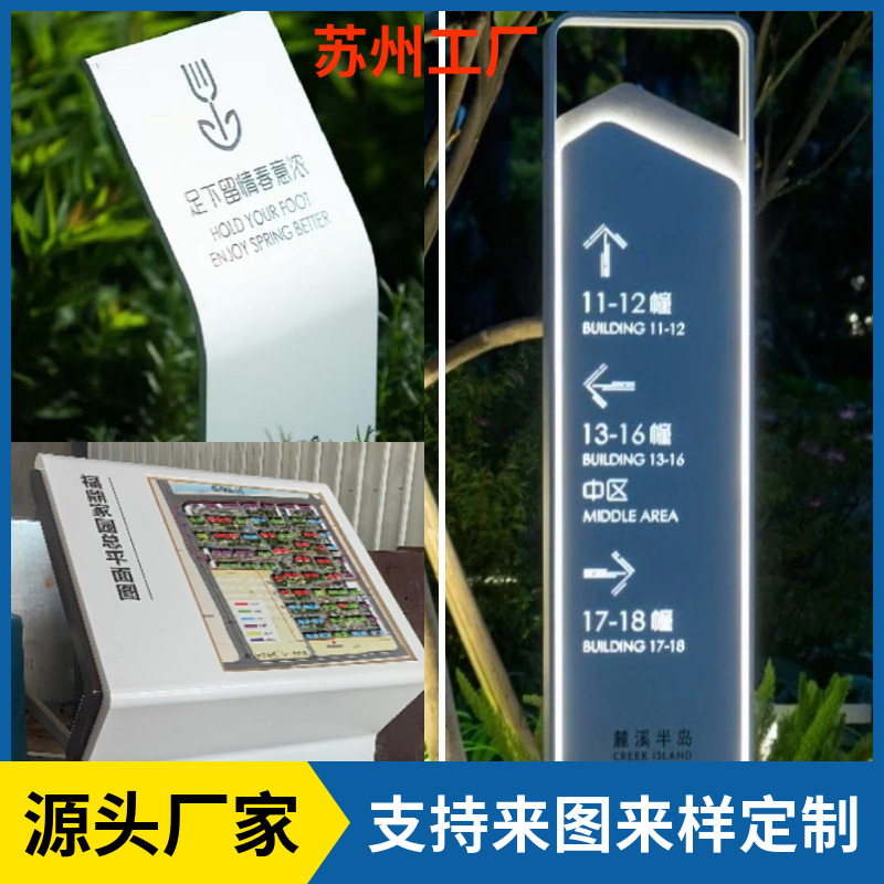 景区商场不锈钢导视牌房地产导向户外招牌立式广告牌停车场商用