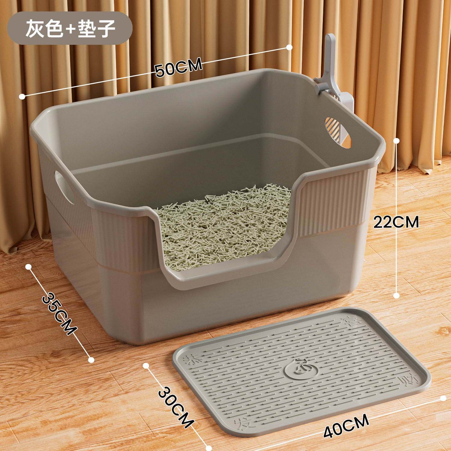 La caja de arena para gatos es de gran tamaño, semicerrada, gran caja de arena para gatos, gran protección contra salpicaduras externas, enorme inodoro para gatos Maine