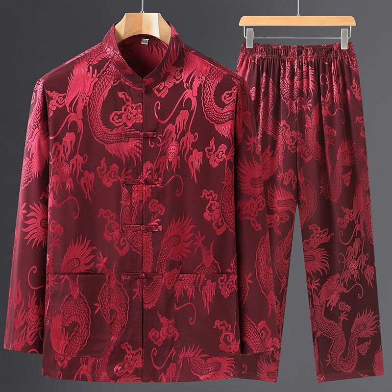 Summer thin silk set for elderly