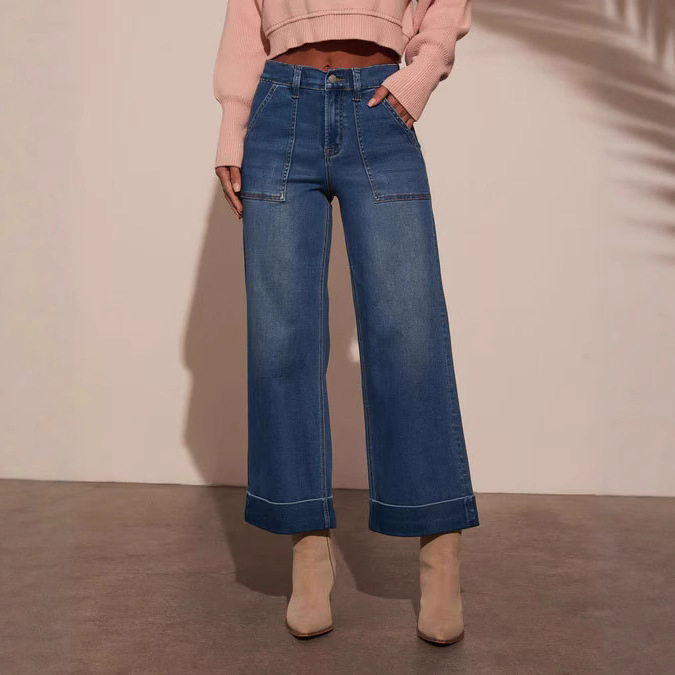 K European And American Style New Fashionable High Waisted Elastic Loose Jeans For Women_mkmklike.com