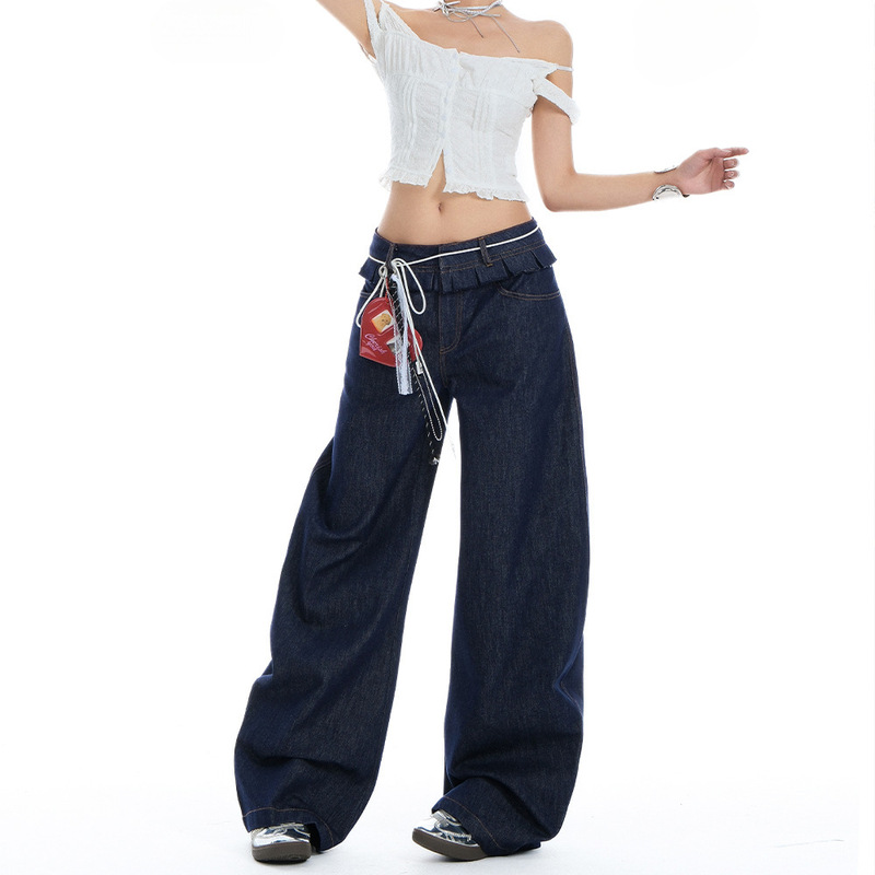 Ouyang Nana Style Double Waistband Women's Jeans 2025 Summer New Thin Floor-Length Scimitar Pants