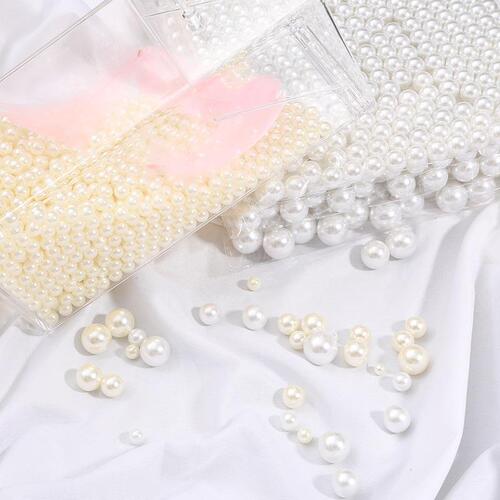 Non-porous round white beige imitation pearl small loose beads diy handmade glue filling accessories materials decorative accessories