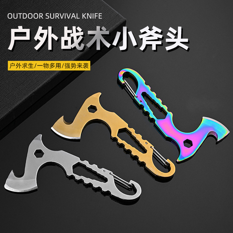 ミニ斧ステンレス多機能小斧屋外便利キャンプ道具開梱刀ドライバー|undefined