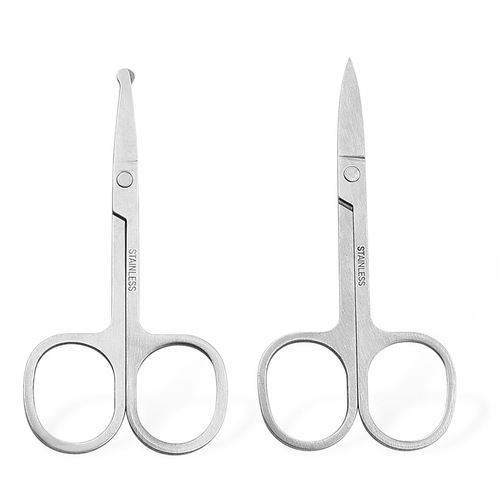 Manufacturer wholesale mirror polished stainless steel eyebrow scissors beauty makeup tools round tip pointed nose hair trimming scissors