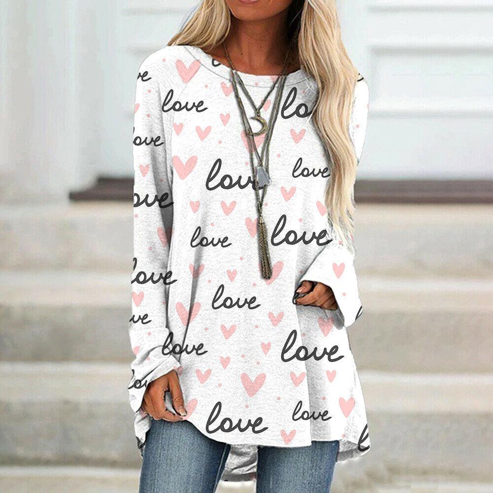 Women's T-shirt Long Sleeve T-shirts Classic Style Streetwear Heart Shape display picture 4