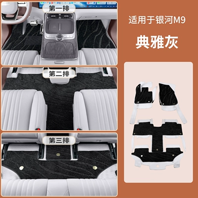 Suitable for Geely Galaxy M9 Special Floor Mats, Full-Coverage Starry Sky Carpet Interior, Double-Layer Silk Loop Protective Mat Accessories (Ayaqaltılar (Kovriklər)) - suitable-for-galaxy-m9-starry-sky-carpet-floor-mat-elegant-gray-4-piece-set