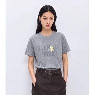 【MO定单】夏季新款烫金韩版圆领短袖字母印花T恤女宽松百搭上衣