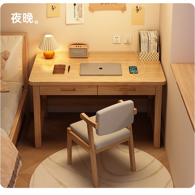 Escritorio de madera sólida escritorio de estudio de escritorio de dormitorio escritorio de computadora simple tabla de oficina rectangular mesa y silla
