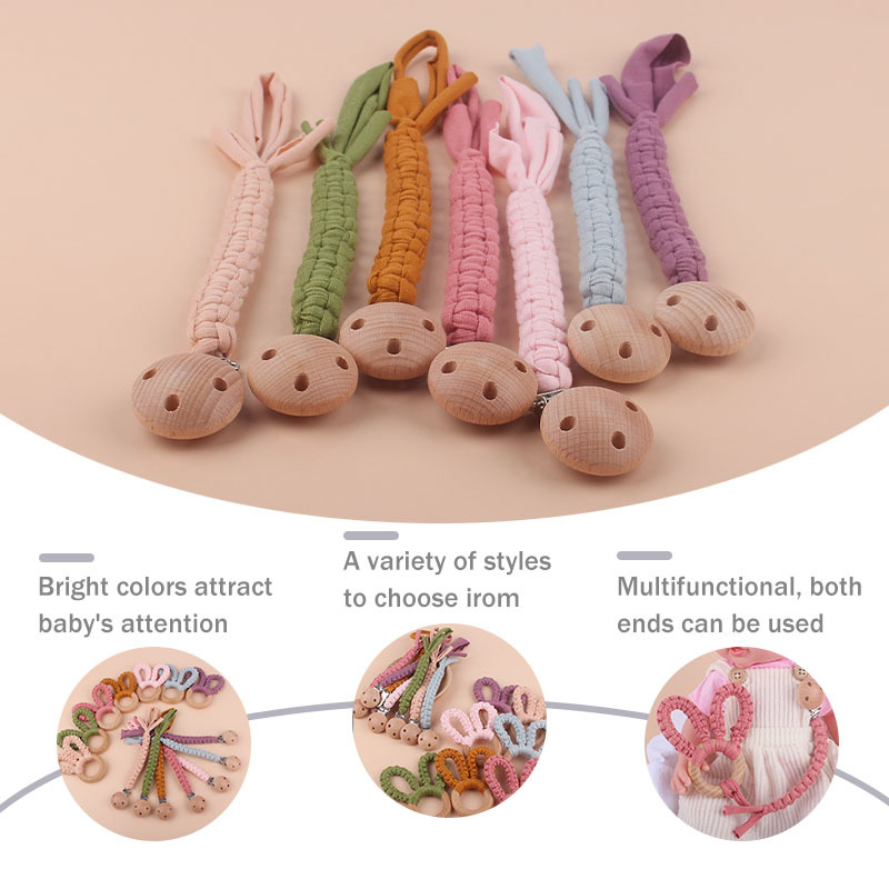 Bebé suministros Haya pezón clip DIY bebé creativo hecho a mano algodón tejido pezón cuerda anti-gota cadena