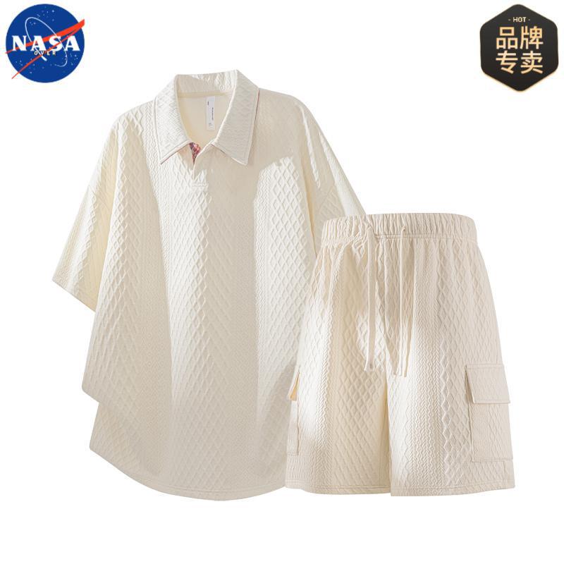 Nasa Brand Men's Large Size Polo Shirt Suit Fashionable Summer New Casual Trendyy Short-Sleeved Shorts Two-Piece Set