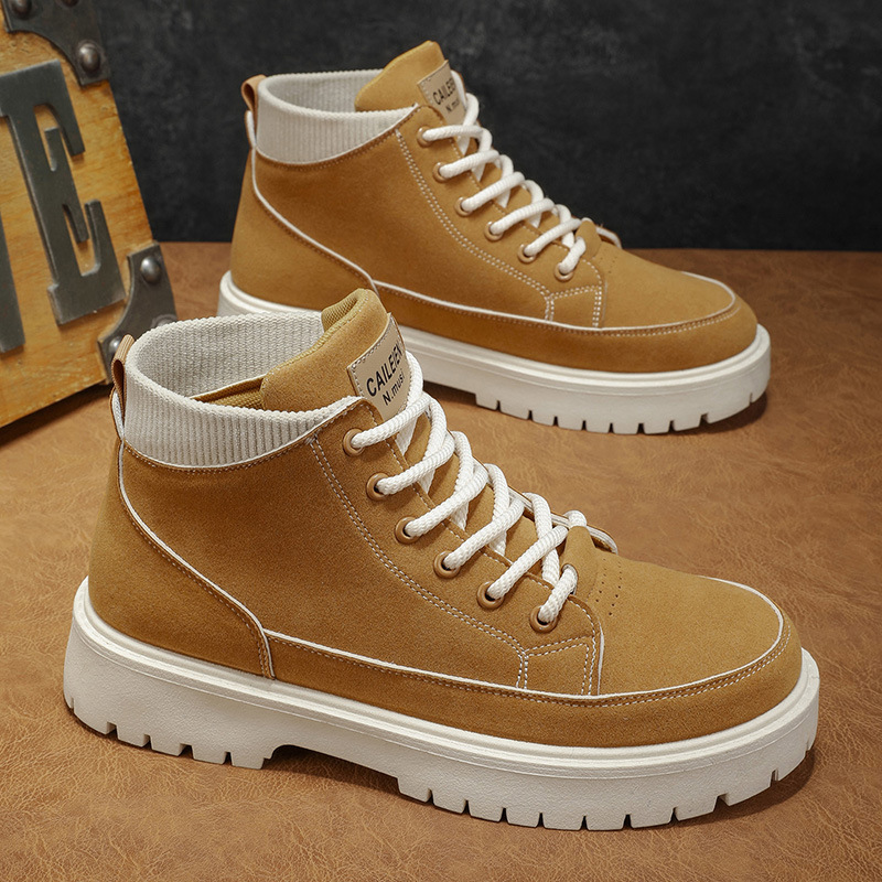 Zapatos masculinos de otoño nuevos zapatos Martin de alta gama tendencia masculina 100 zapatos de ropa de trabajo de botas cortas de ocio deportivo antideslizante de fondo grueso