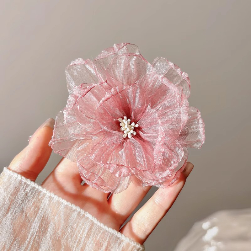 Coreano super inmortal mallas flores blancas pinzas de cabello para las mujeres cejas pinzas de cabello para el lado de las flores escritas por Dios tocado