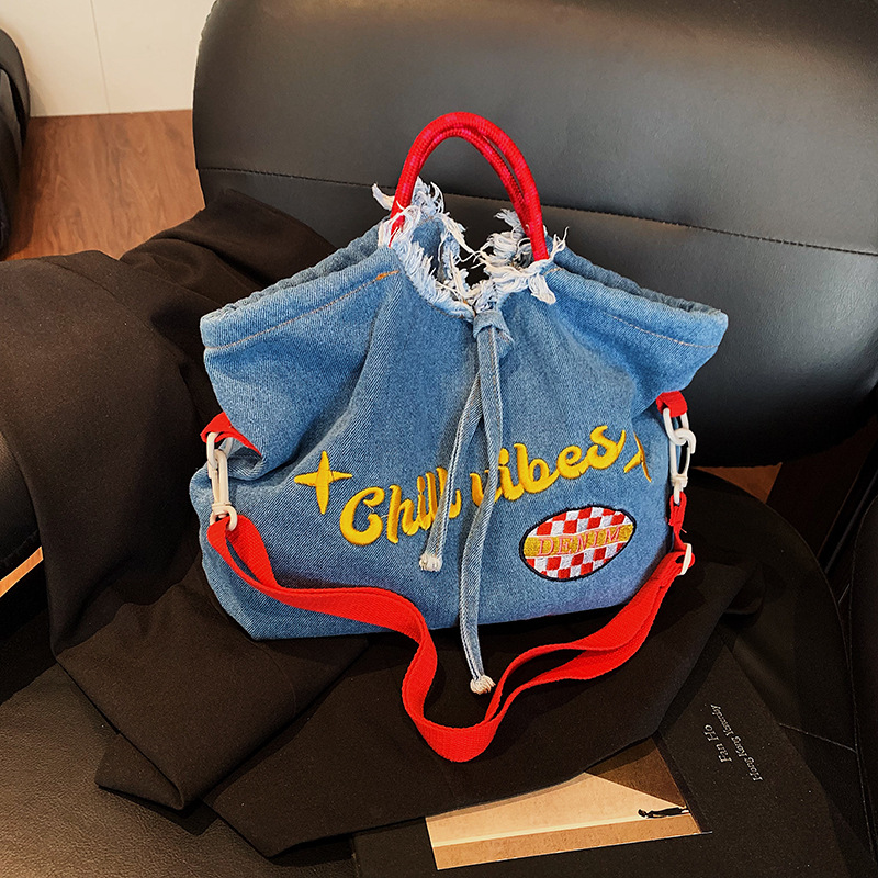 Bolso Tote de mezclilla estampado de diseño de nicho