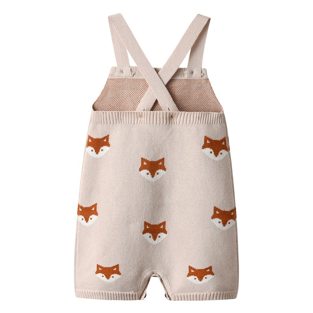 国境を越えた子供服ins爆発的な赤ちゃんのバックパンツがかわいいキツネのニットリップルスーツの赤ちゃんの春秋連体服