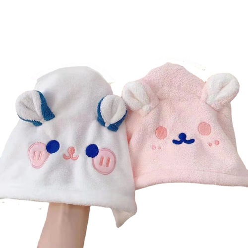 Korean Rabbit Ears Dry Hair Cap Cartoon Shower Cap Absorbent Girl Cute Quick-Drying Cartoon Adult Hair Washing Towel
