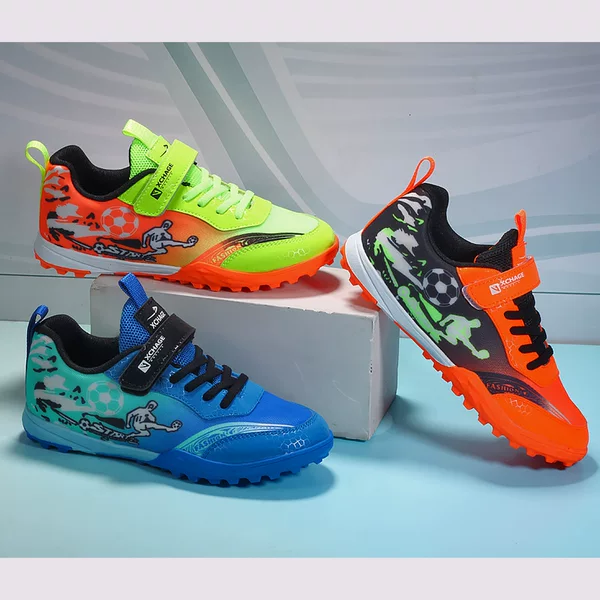 Outdoor children's and middle school students' turf training soccer shoes, youth campus Velcro sports shoes