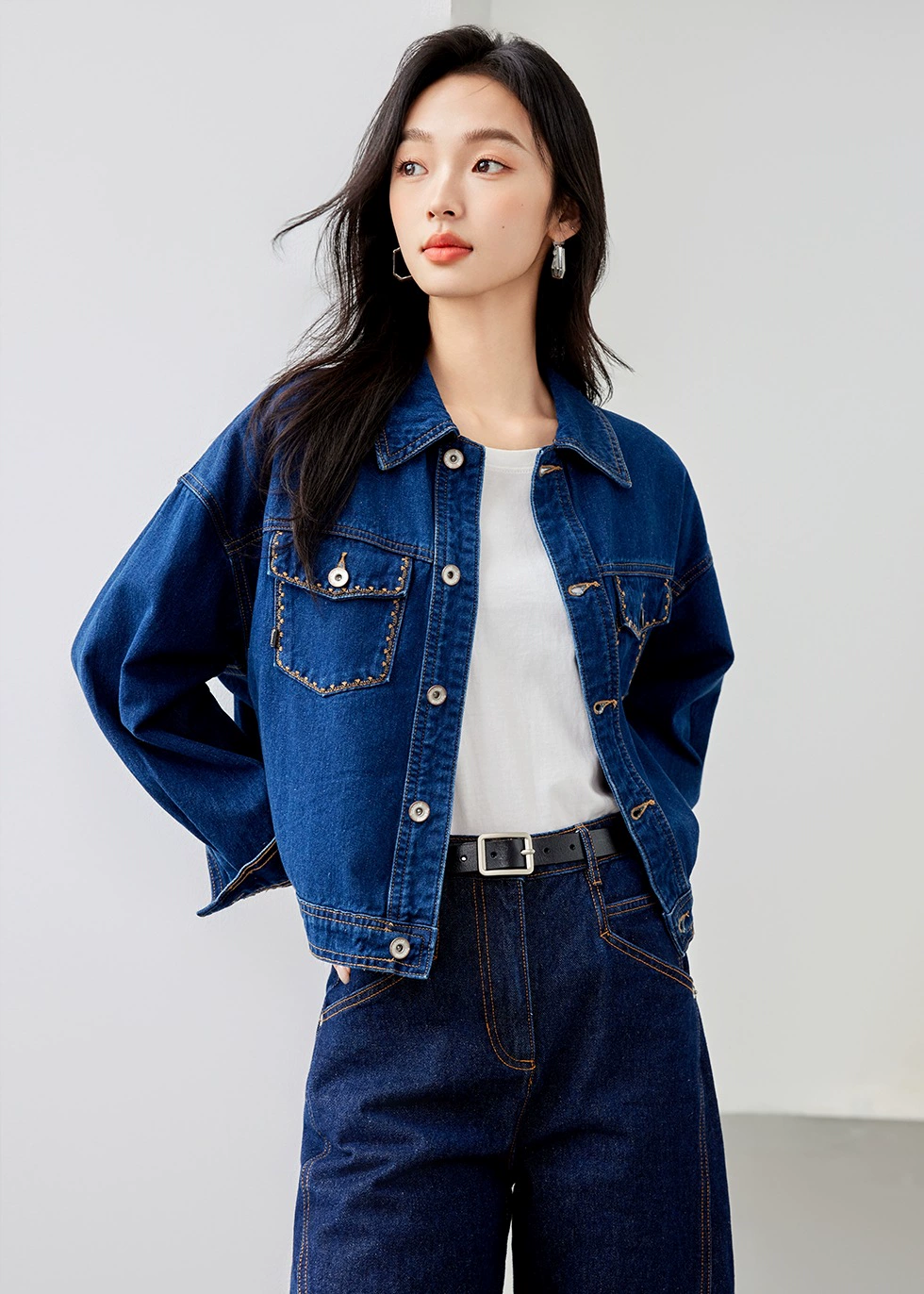 Ретро джинсовая осенняя короткая куртка для отдыха
