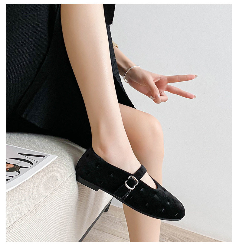 Giày búp bê nữ Mary Jane quai ngang mũi tròn đế bằng — Màu đen, Màu đỏ chi tiết 22