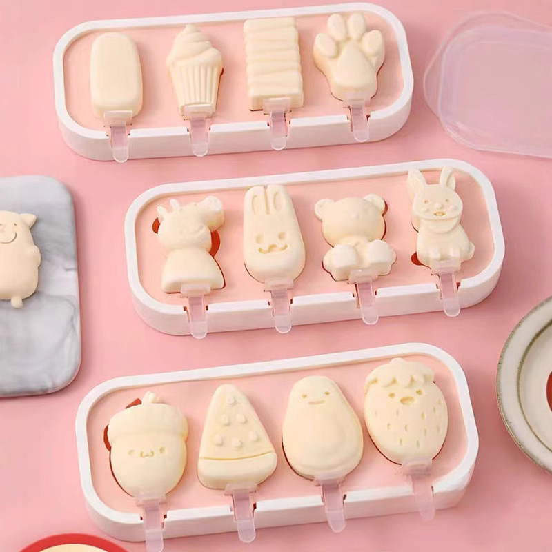 アイスクリーム型 食品グレードシリコン 子供用アイスキャンディー 自家製アイスキャンディー アイスクリーム チーズ型 簡単に取り外せる製氷皿|undefined