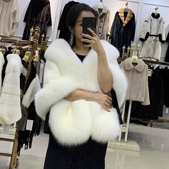 Imitation Mink Fox Fur Shawl Short Outwear Women's Cheongsam Show Wedding Party Cloak Waistoutwear Warm Winter Clothing