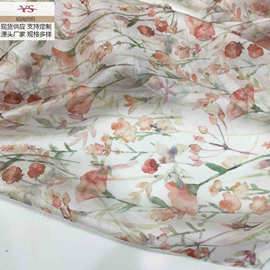 厂家直销 新款夏日欧纱面料雪纺印花布料连衣裙染色春夏服装面料