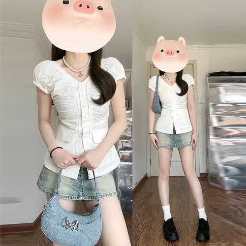 Sweet and Spicy Chic Dress with High-Waisted Hot Short Skirt Ballet Style Early Spring Set for Petite Figures