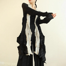 三宅不规则高级感褶皱开衫薄款女外套中长款高端防晒针织上衣女式