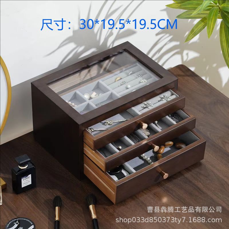 スポット木製レトロ多層ジュエリーボックスネックレスブレスレット大容量収納ボックス中国風のジュエリー収納ボックス|undefined