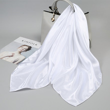 批发丝巾女大方巾90x90cm头巾包头丝绸纯色净色素色大正方形围巾