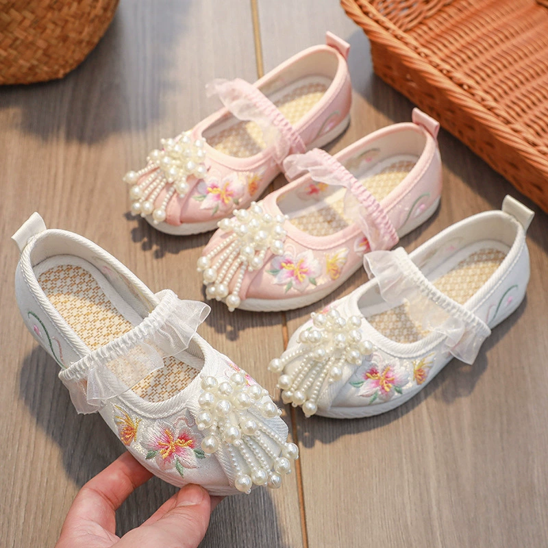 Hanfu обувь для девочек вышитая обувь старое пекинское детское платье из ткани обувь китайский стиль с cheongsam юбка из коня старинная обувь