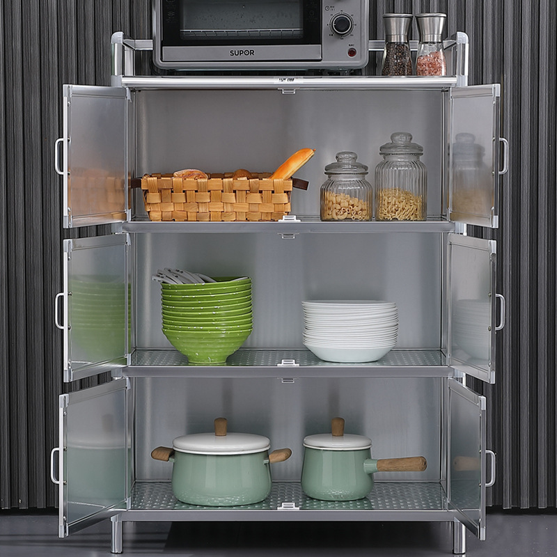 Economía de aleación de aluminio cocina armario armario de almacenamiento doméstico armario de té armario de comedor balcón armario de almacenamiento multicapa armario