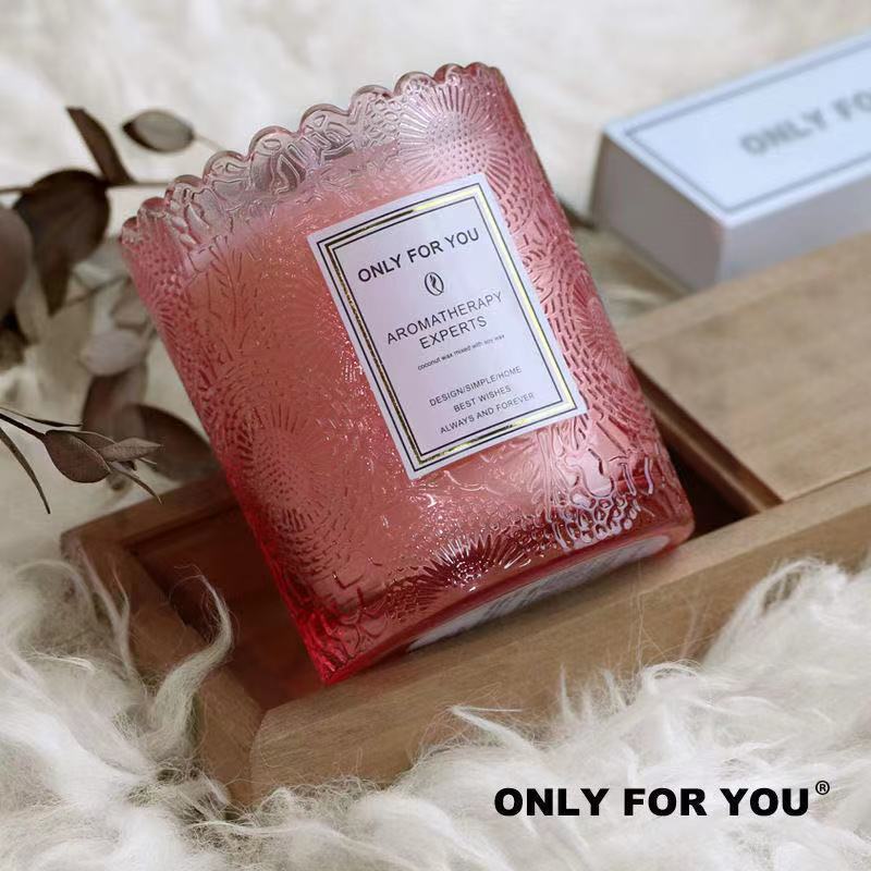 Boutique de encaje taza aromaterapia frasco de vidrio en relieve de encaje vela Copa de gama alta de fondo grueso botella de color botella de aromaterapia