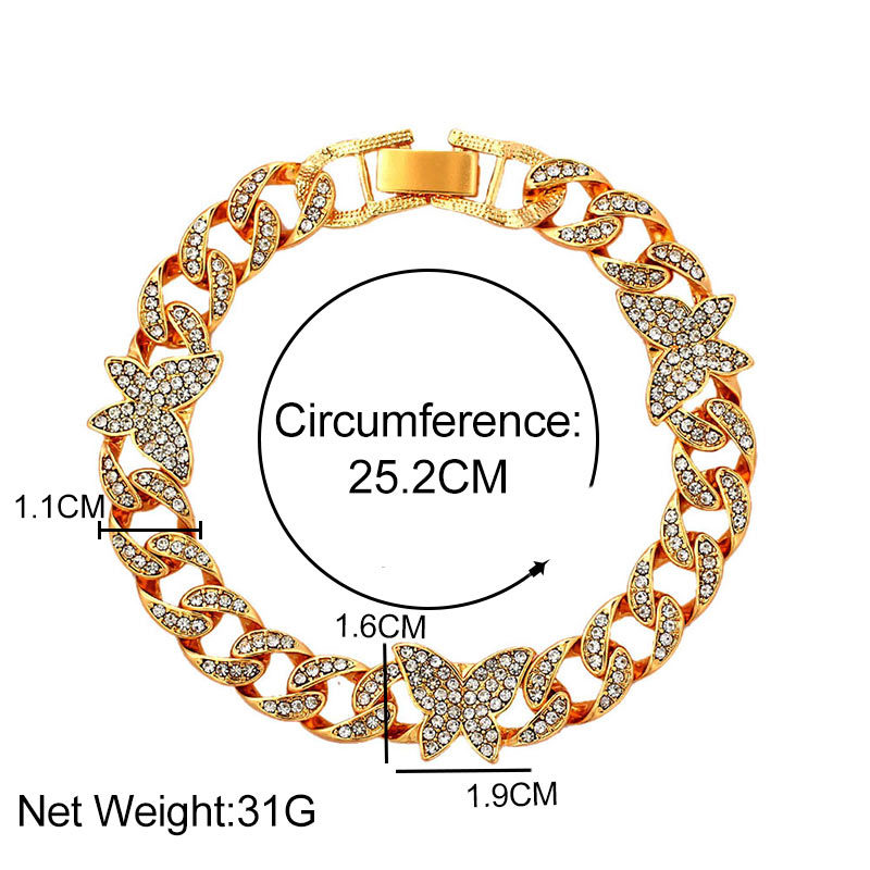 Fashion Butterfly Alloy Diamond Artificial Gemstones Unisex Anklet
