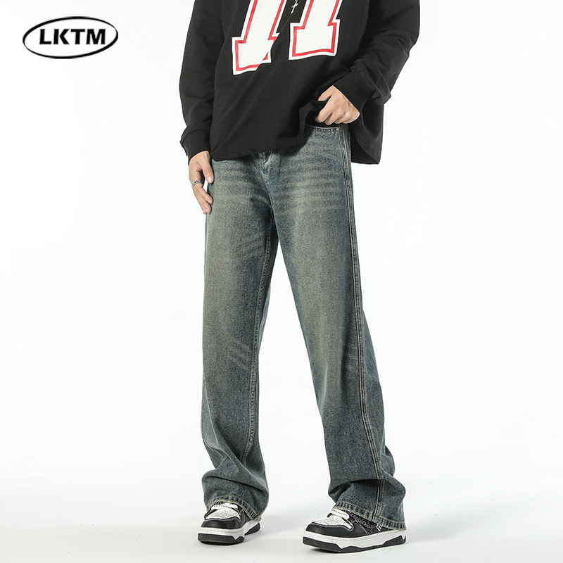 Lktm hombres # American retro apenado skinny jeans hombres y mujeres mismo cleanfit Loose MOP Pantalones