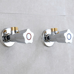 Hui Ba full copper faucet thick three-way angle valve shower heater eight-character valve toilet water-saving valve hot and cold triangular valve