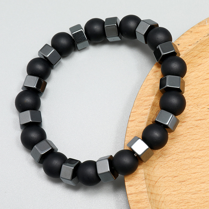 Fashion menu0027s jewelry beaded bracelet retro black gallstone stretch bracelet