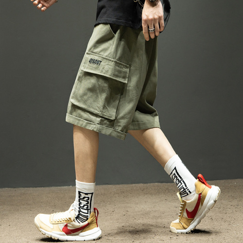 Ins loose shorts, overalls, men's summer pants, quarter pants, casual all-matching, fashion brand, thin cotton season