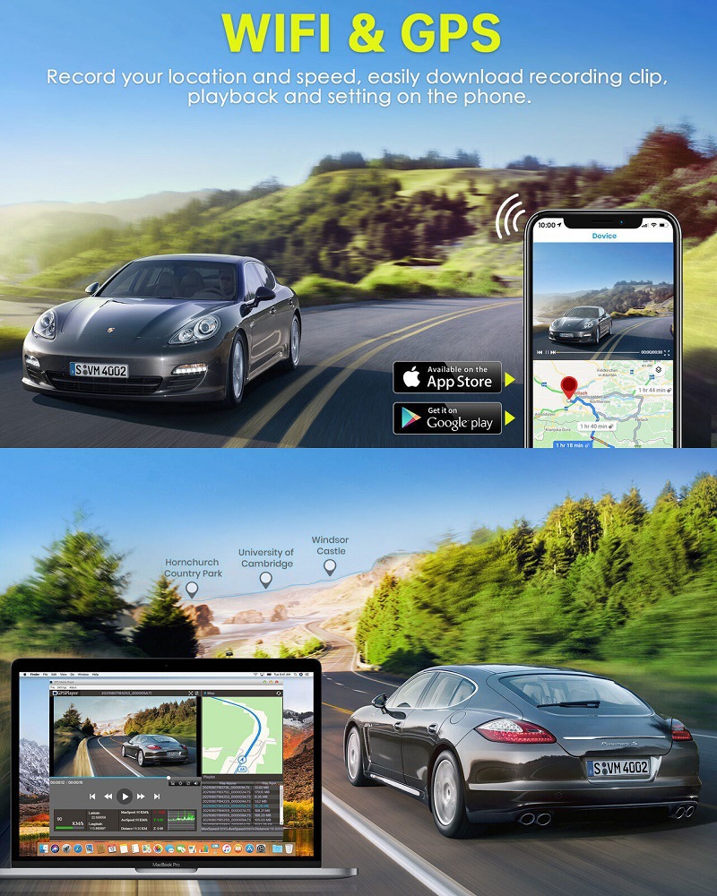 Streaming media driving recorder HD 4K rearview mirror double recording 12-inch reversing image WiFi interconnection GPS