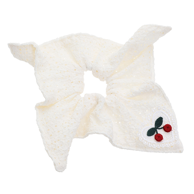 Toallas beige cuadradas francesas anillo de cabello cereza hueco anillo de cabello simple cola de caballo tierna cuerdas de cabello cereza amor