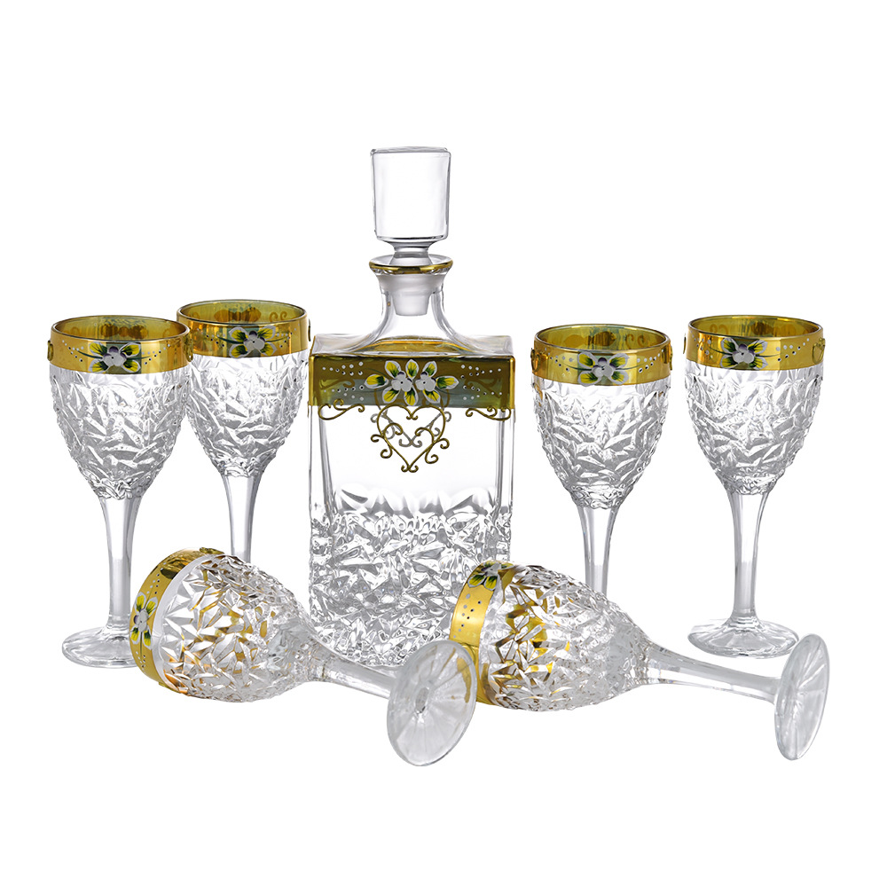 威士忌杯洋酒杯酒具柜居家乔迁送礼套装摆件 创意加厚七件套酒具