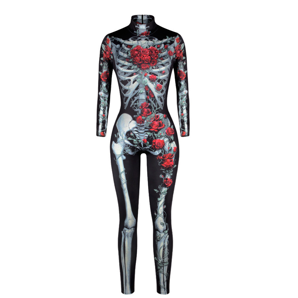 Halloween personalizado cosplay esqueleto esqueleto humano cos trajes disfraz europeo y americano fantasía ropa de mujer