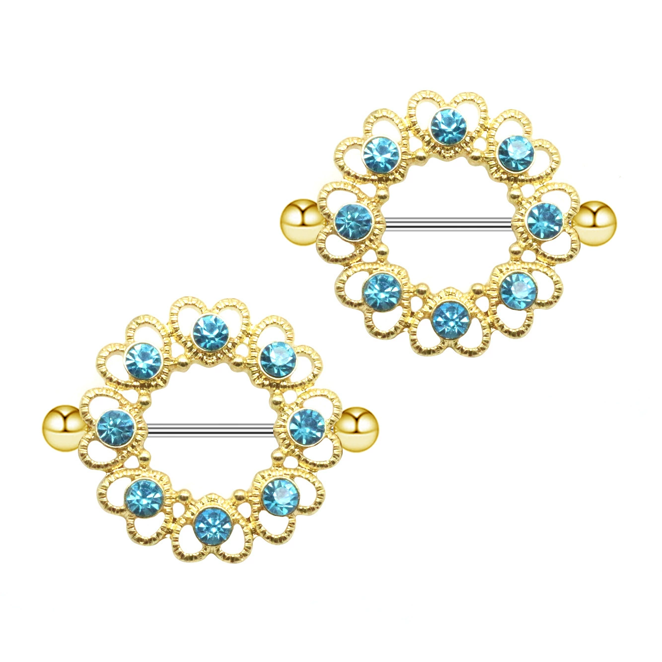 Golden physiological piercing heart shaped, European style