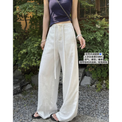 リヨセルクールテンセルリネンパンツ女性のための 2025 夏軽量通気性ストレートパンツヘリンボーンドレープワイドレッグパンツ