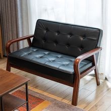 皮艺沙发小户型北欧复古曲木扶手单人双人三人简易客厅网红款沙发