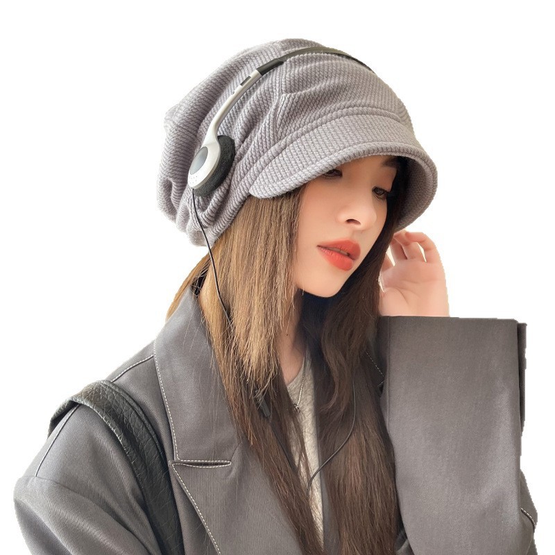 韩版秋季帽子女款时尚复古高级感堆堆帽大头围显脸小保暖百搭冷帽|undefined